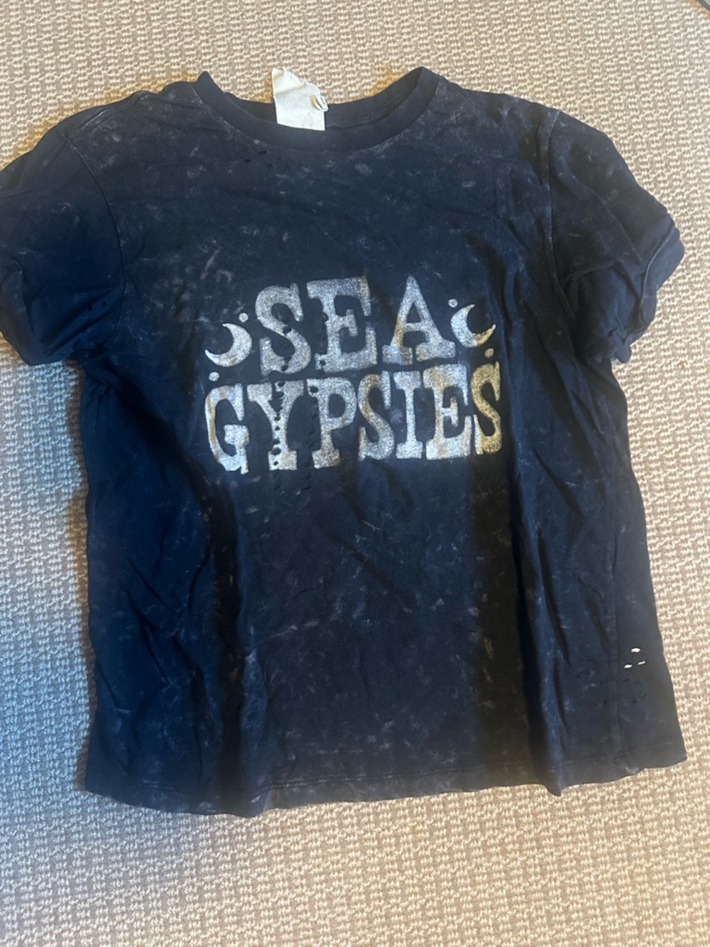 Sea Gypsies small cotton t shirt intentional holes in a pattern
